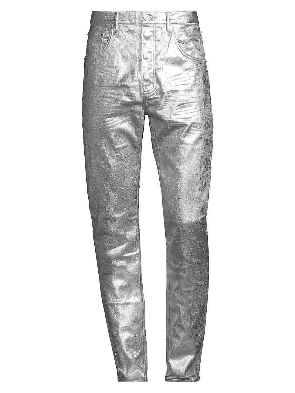 Men's P001 Metallic Monogram Skinny Jeans Product Image