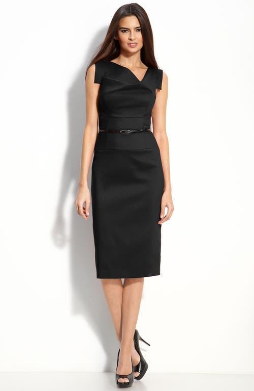 Black Halo Jackie Belted Stretch Gabardine Sheath Dress Product Image