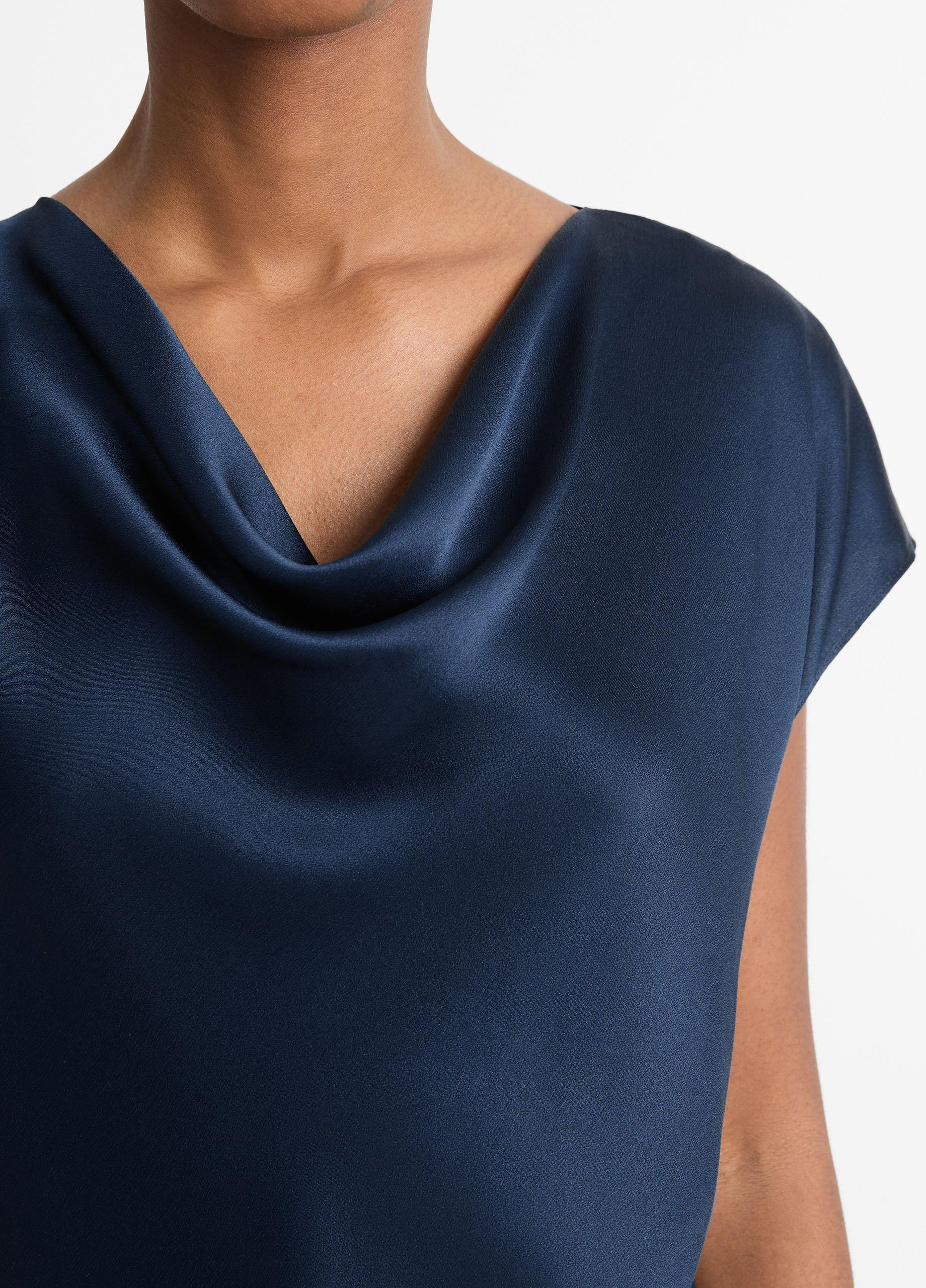 Silk Cowl-Neck Blouse Product Image