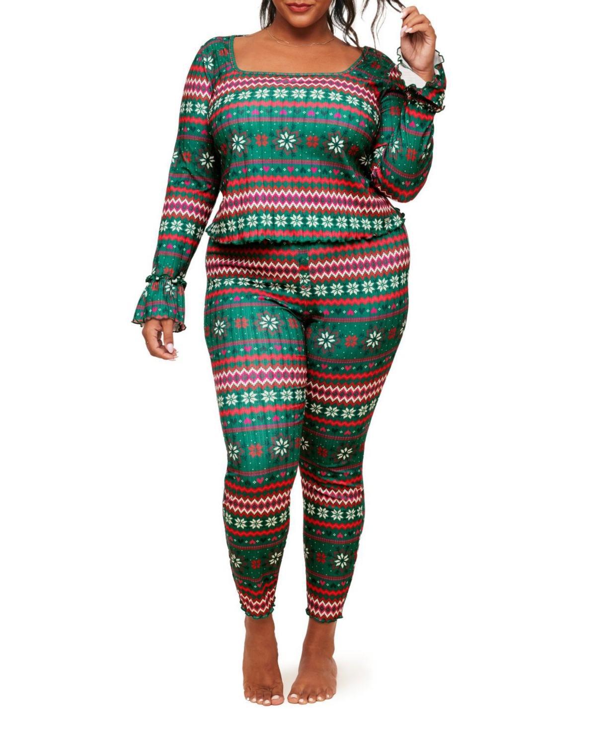 Audra Womens Plus-Size Pajama Long Sleeve Top & Legging Set Product Image