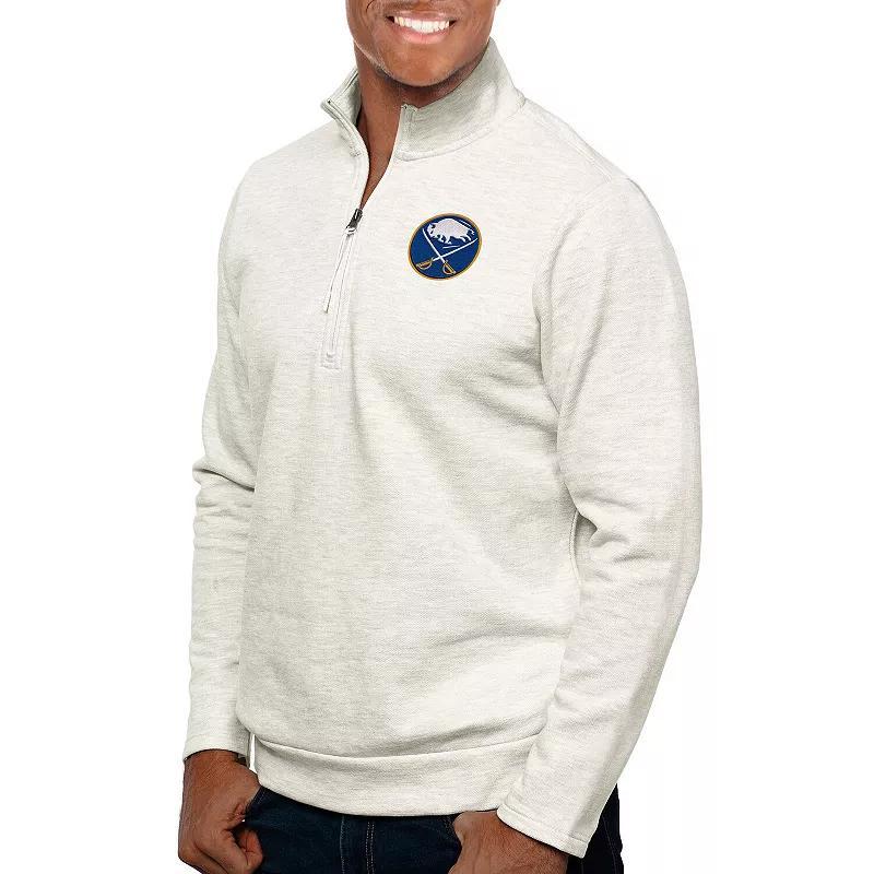 Mens Antigua Oatmeal New York Rangers Gambit Quarter-Zip Pullover Top Product Image