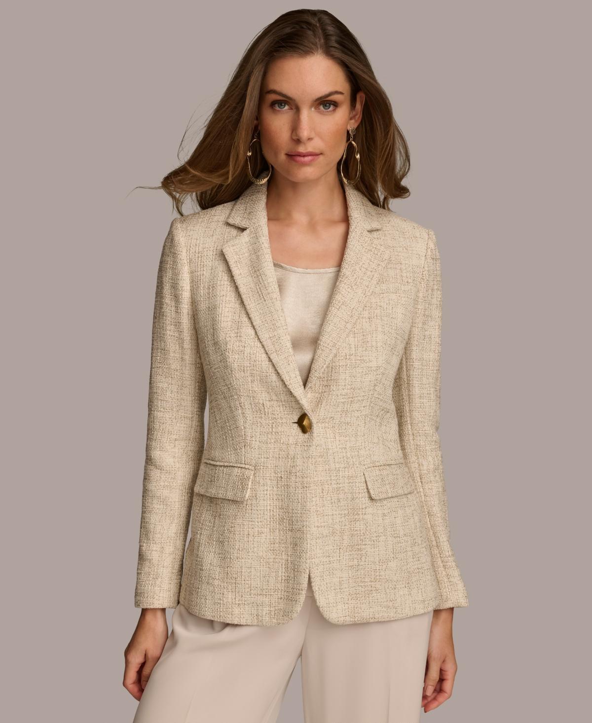 Donna Karan Womens Tweed One-Button Blazer Product Image