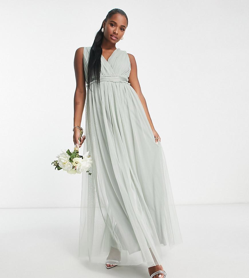 Anaya Petite Bridesmaid v neck ruffle waist maxi dress Product Image