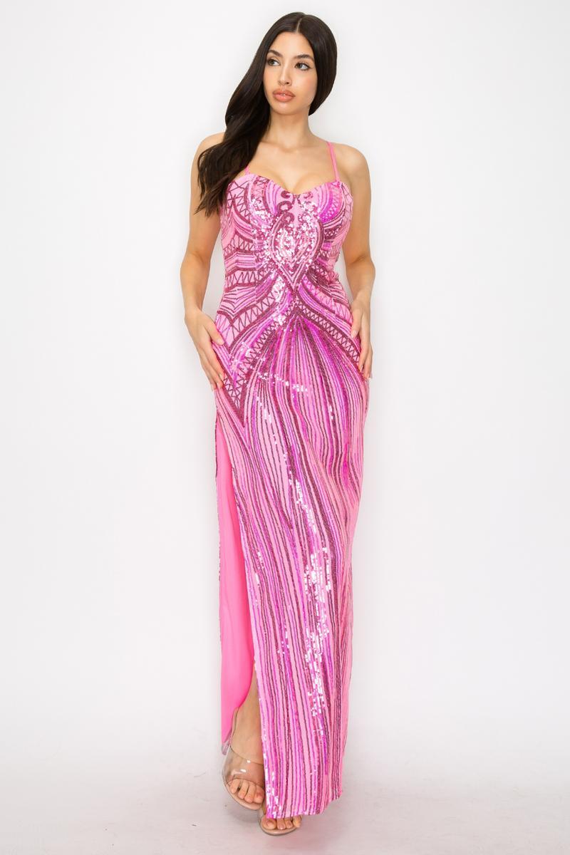 Strapless Side Slit Sequin Gown product image