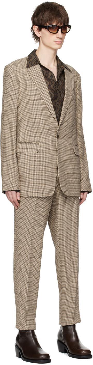 DRIES VAN NOTEN Tan Houndstooth Suit In 102 Camel Product Image