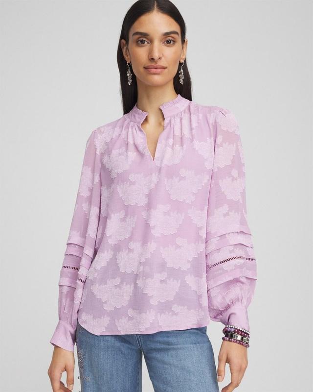 Women's Textured Jacquard V-Neck Blouse Product Image