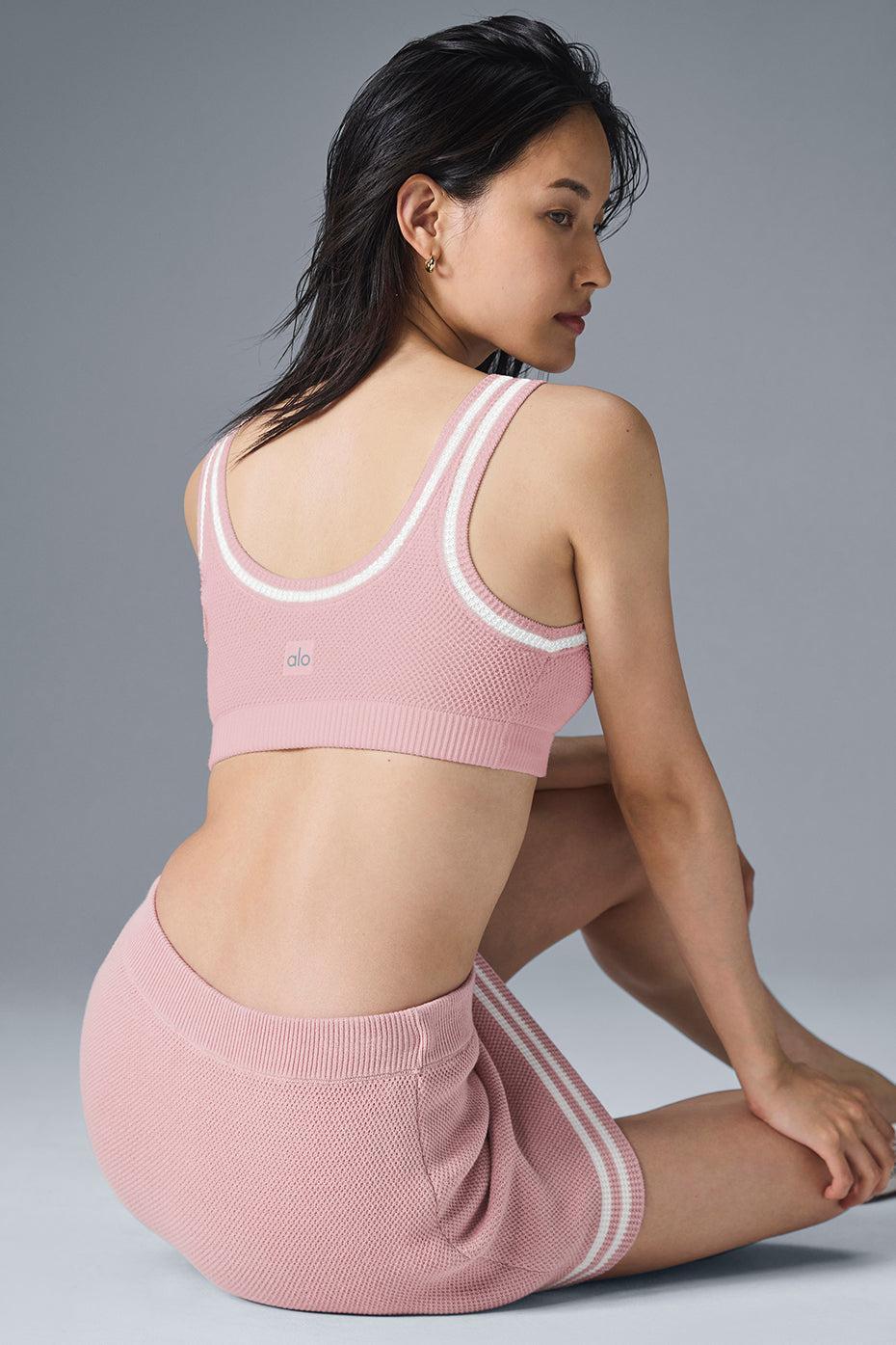 Tennis Club Sweater Knit Bra - Ballet Pink/White Female Product Image