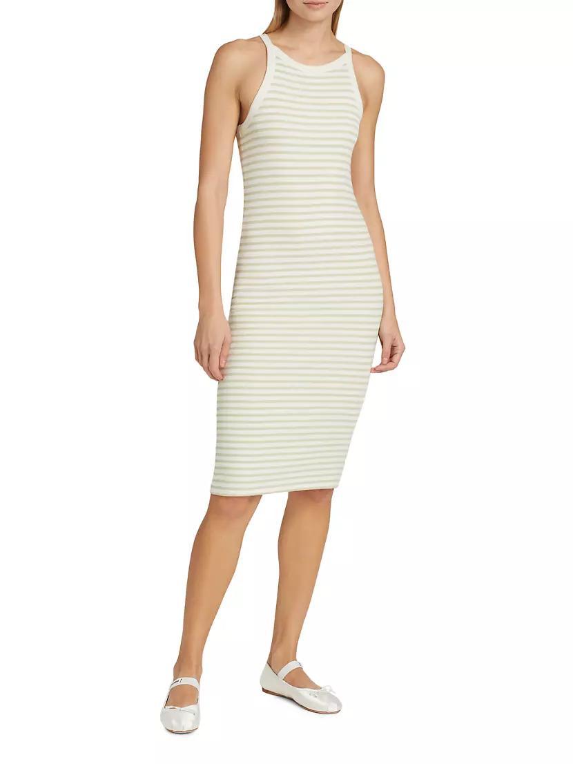 Rib-Knit Stripe Tank Midi-Dress Product Image