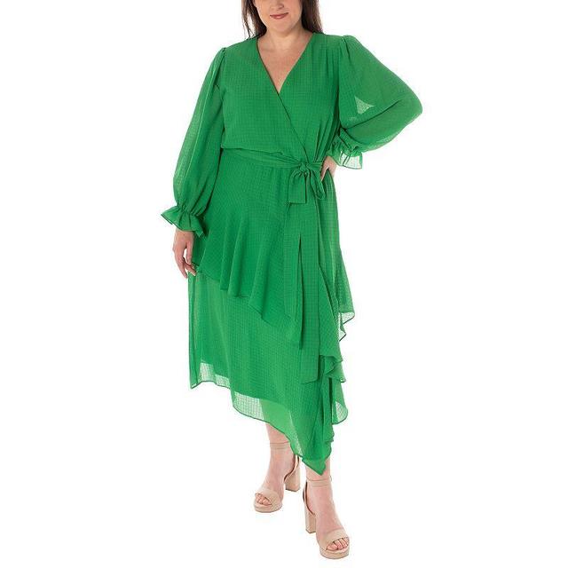 Plus Size Bleecker 126 Modern Ruffle Midi Dress, Womens Product Image