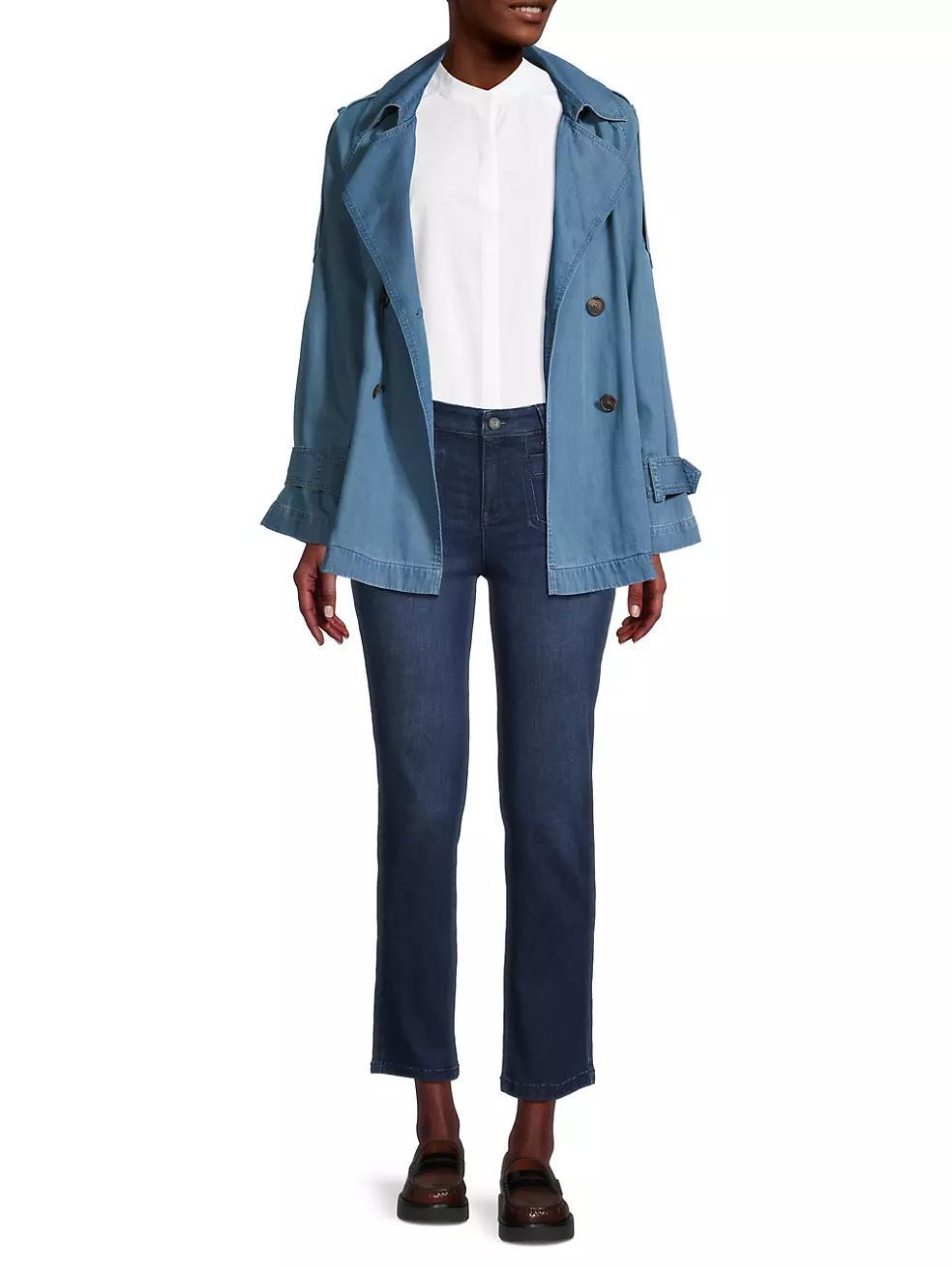 Raglan-Sleeve Denim Trench Coat Product Image