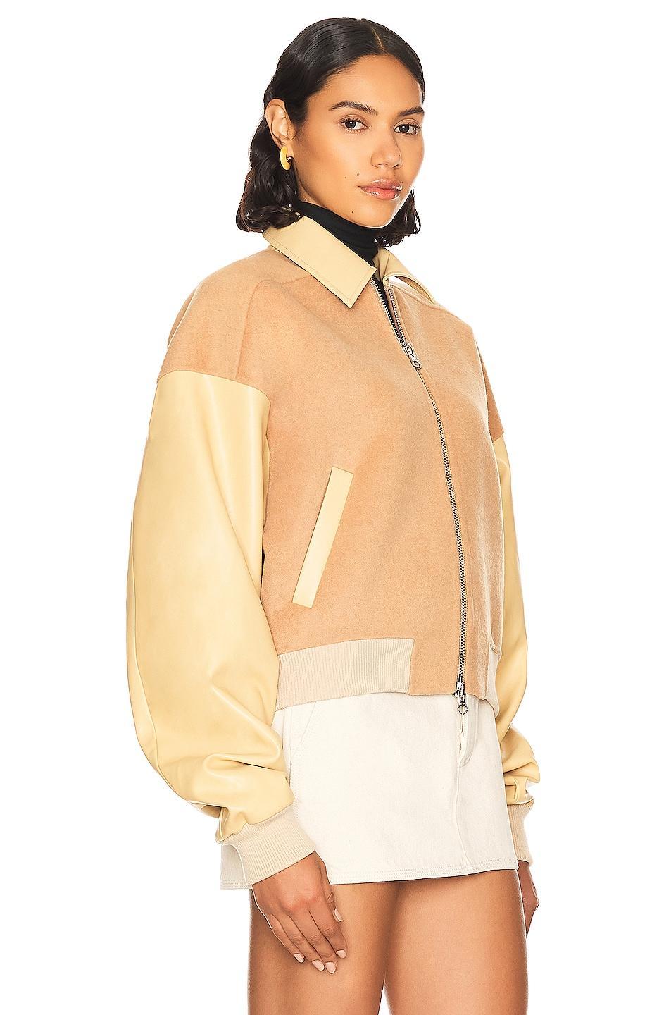 Helsa Faux Leather & Wool Blend Bomber Size L, M, XL, XS. Product Image