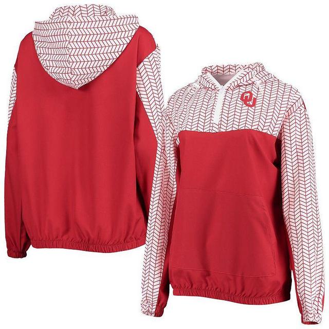 Womens ZooZatz Crimson Oklahoma Sooners Chevron Swishy Quarter-Zip Hoodie Jacket Product Image