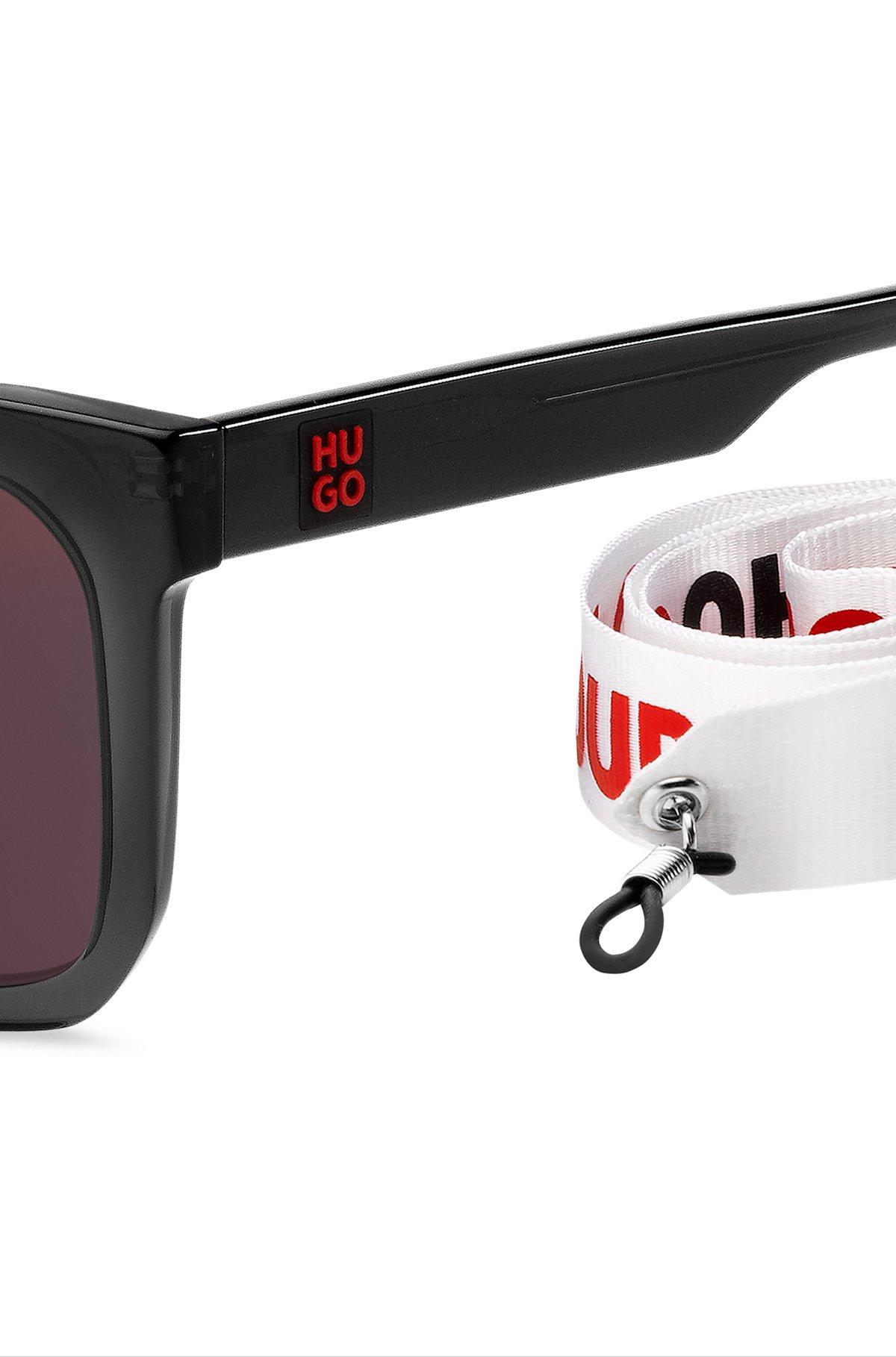 Black-acetate sunglasses with branded strap Product Image