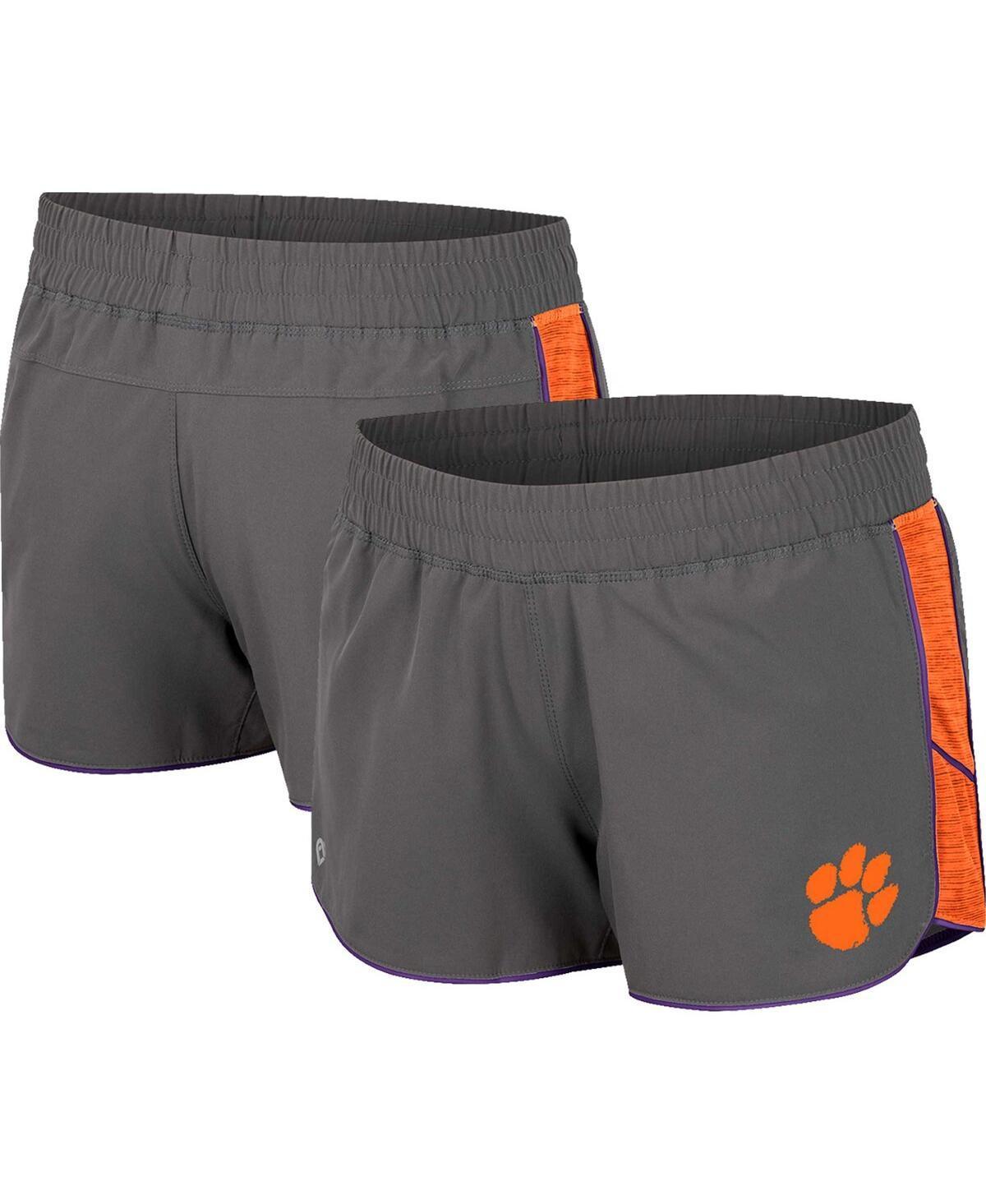 Womens Colosseum Gray Clemson Tigers Pull The Switch Running Shorts Product Image