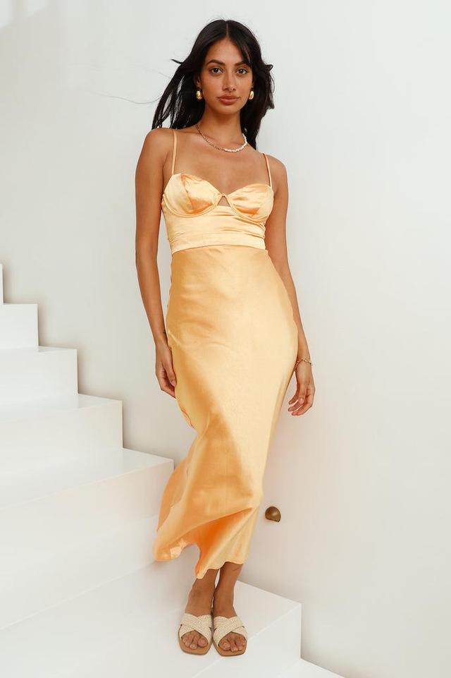 Feeling Zesty Satin Maxi Dress Orange Product Image