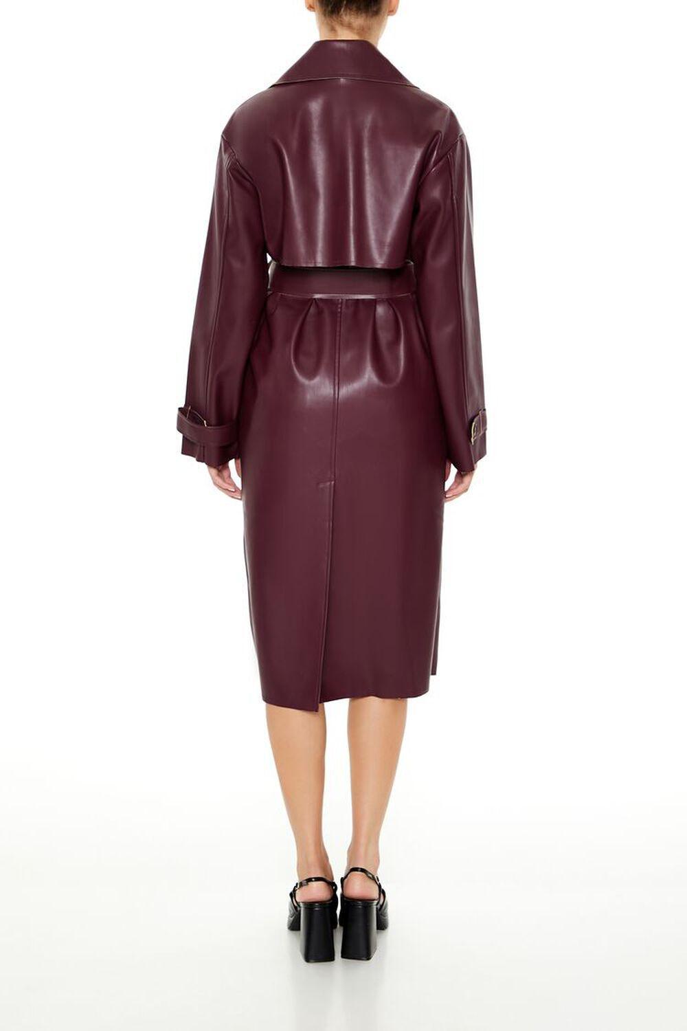 Faux Leather Notched Trench Coat | Forever 21 Product Image