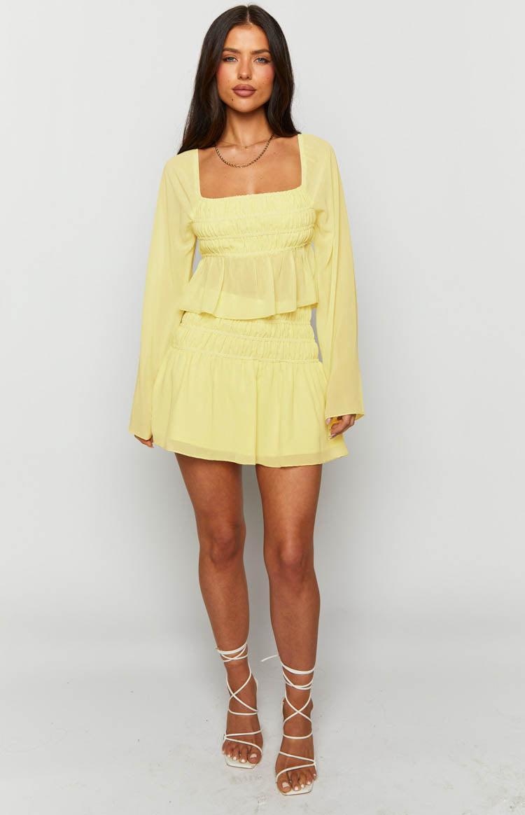 Sean Yellow Chiffon Mini Skirt Product Image