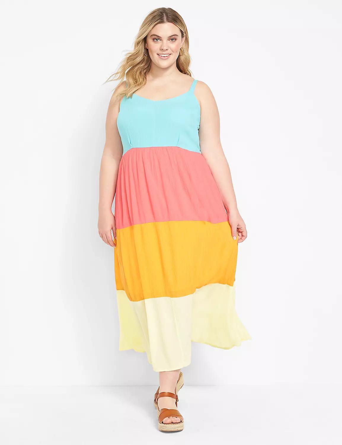 Sleeveless Colorblock Midi Dress Product Image