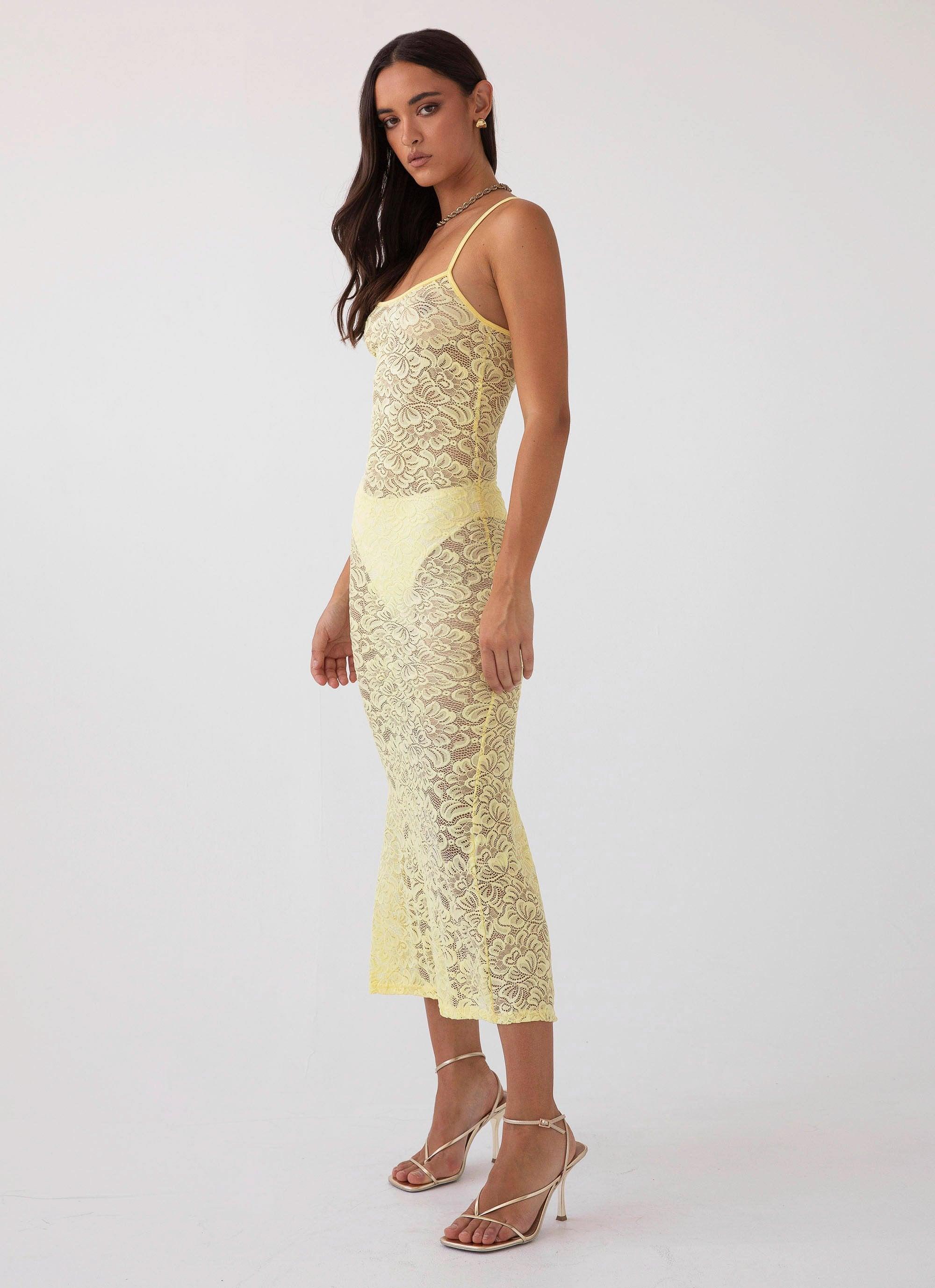 Leona Lace Maxi Dress - Canary Product Image