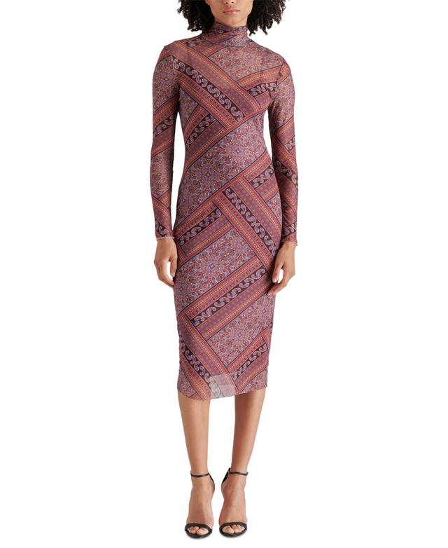 Steve Madden Womens Vivienne Paisley Turtleneck Midi Dress Product Image