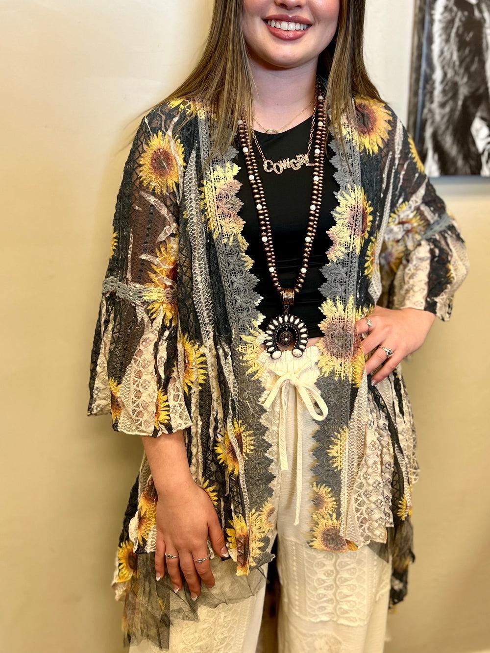 Blowing Sunflower Lace Duster Product Image