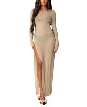 Womens Shiny Mesh Maxi Slit Dress Product Image