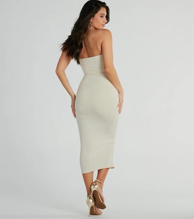 She's The Main Rib Knit Strapless Midi Dress Product Image