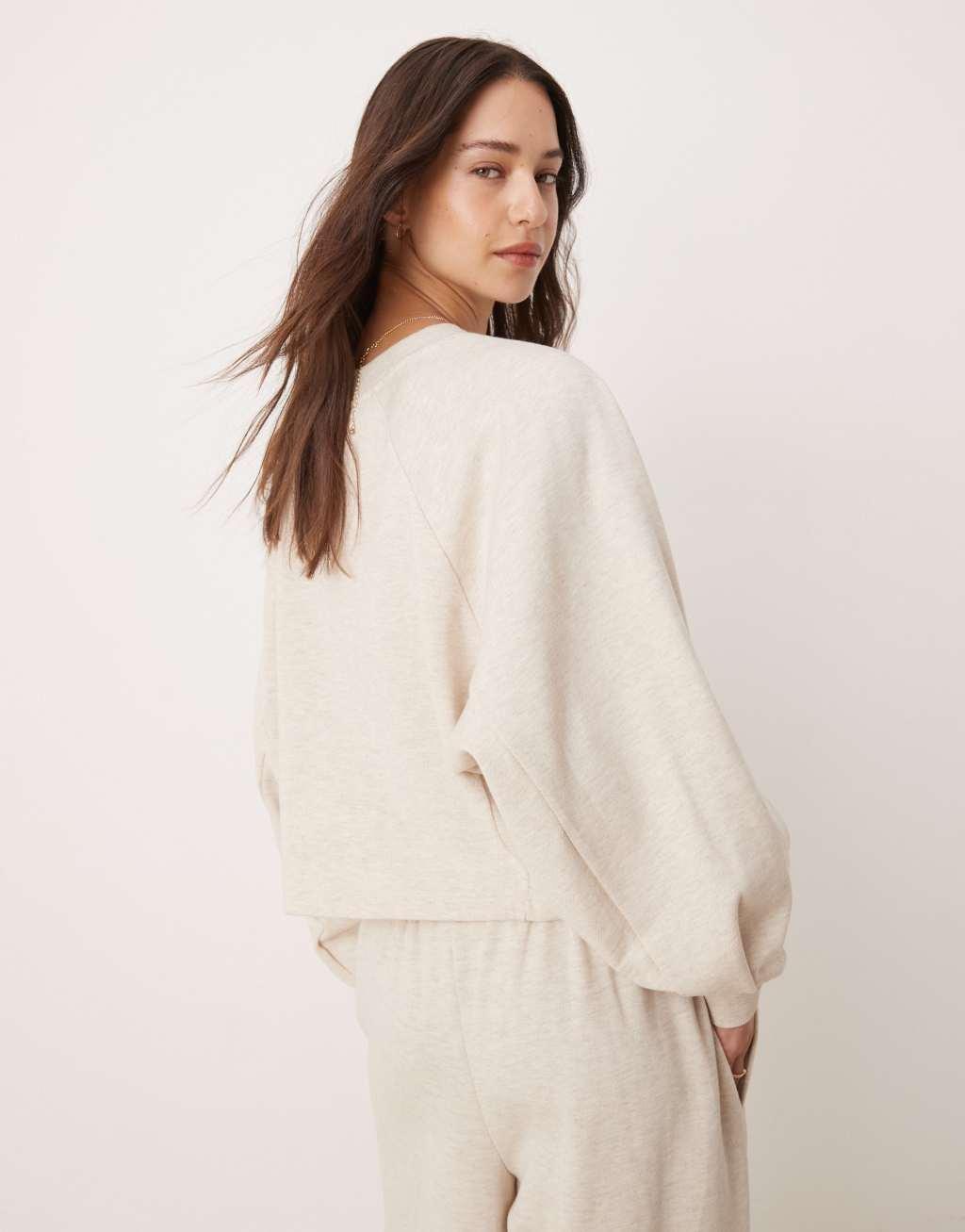 Miss Selfridge boston sweat in oatmeal heather - part of a set Product Image