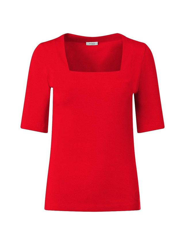 Womens Square-Neck Short-Sleeve Blouse Product Image