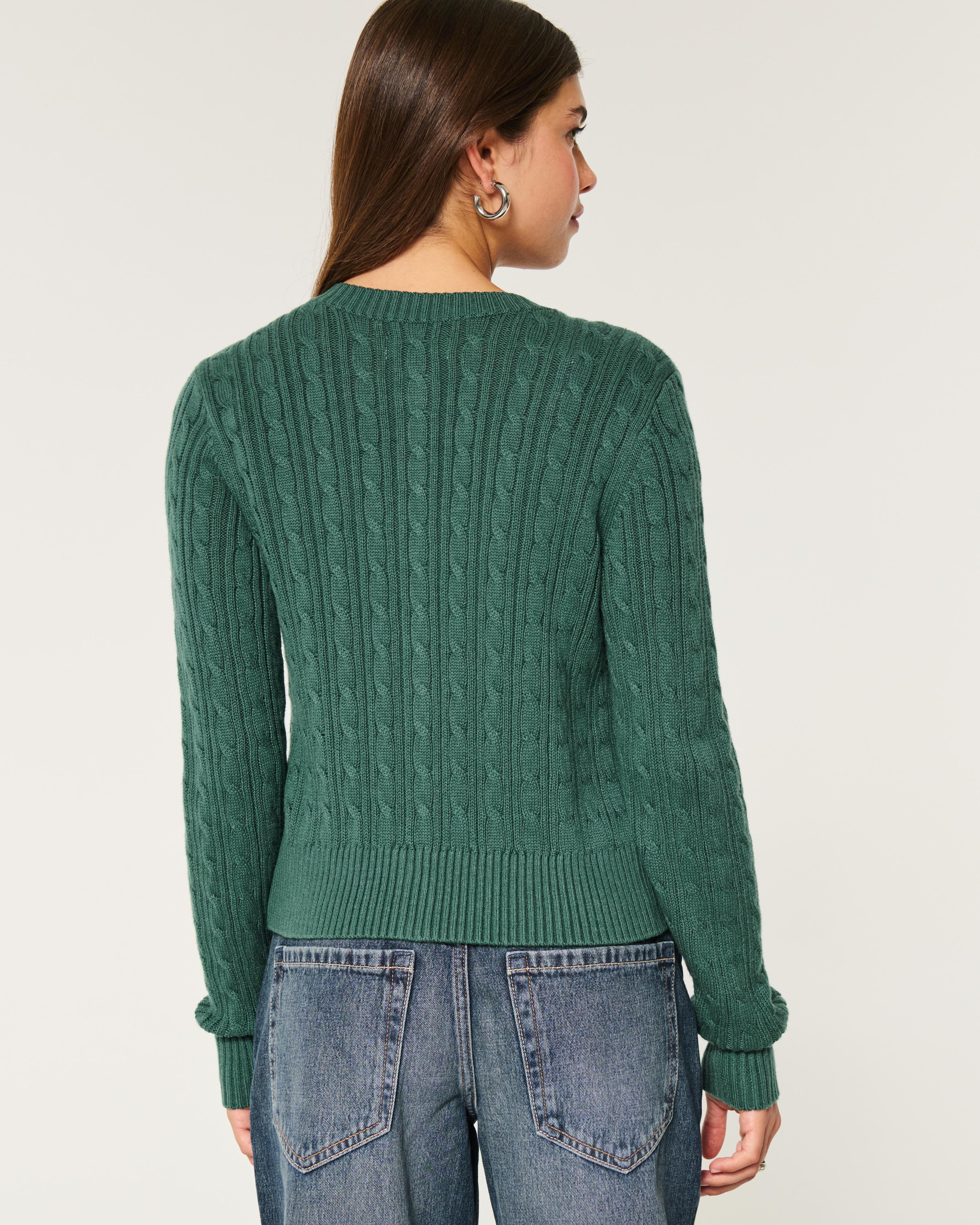 Easy Cable-Knit Crew Cardigan Product Image