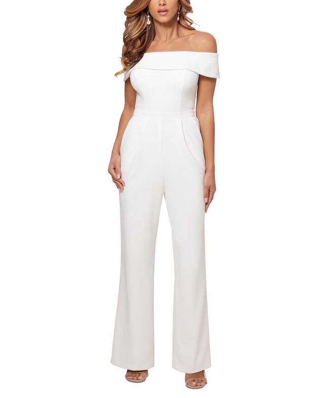 Xscape Off the Shoulder Wide Leg Jumpsuit Product Image