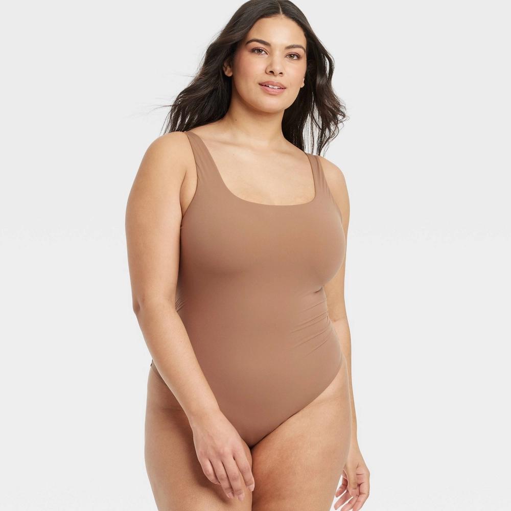 Women's 4-Way Stretch Tank Bodysuit - Auden™ Brown XXL Product Image