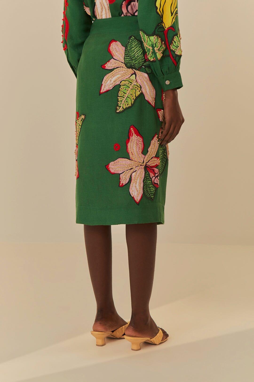 Green Pollen Midi Skirt Product Image