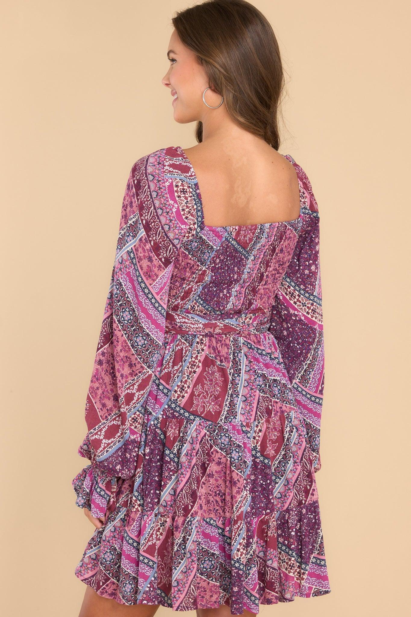 Aura Cause A Commotion Purple Multi Print Dress Product Image