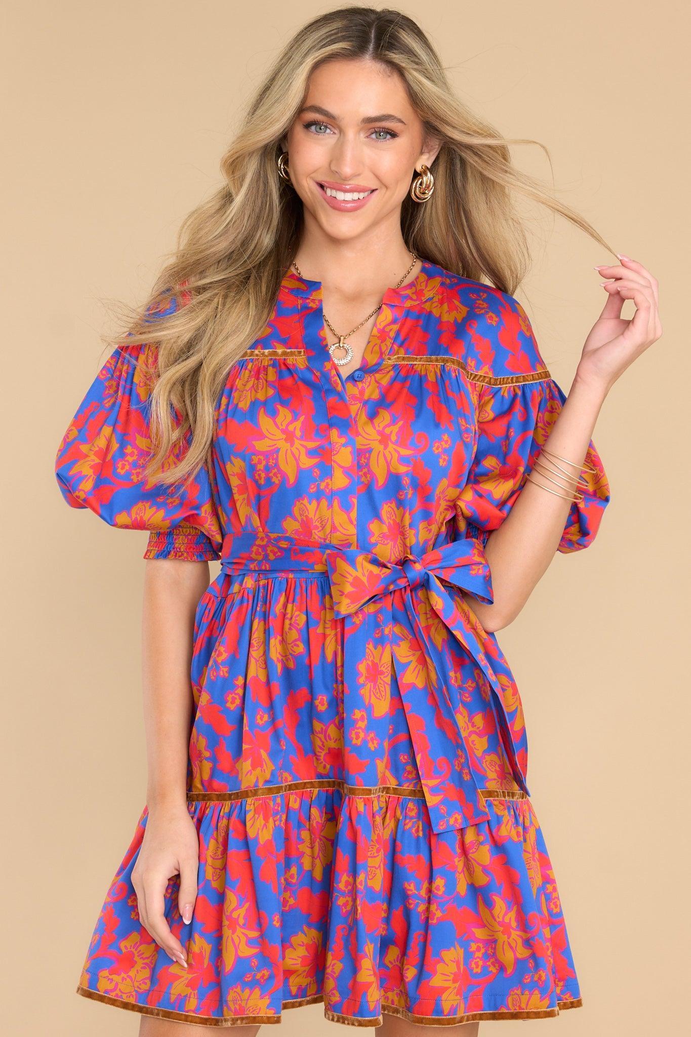 Charlotte Cobalt Tea Garden Dress Print Product Image