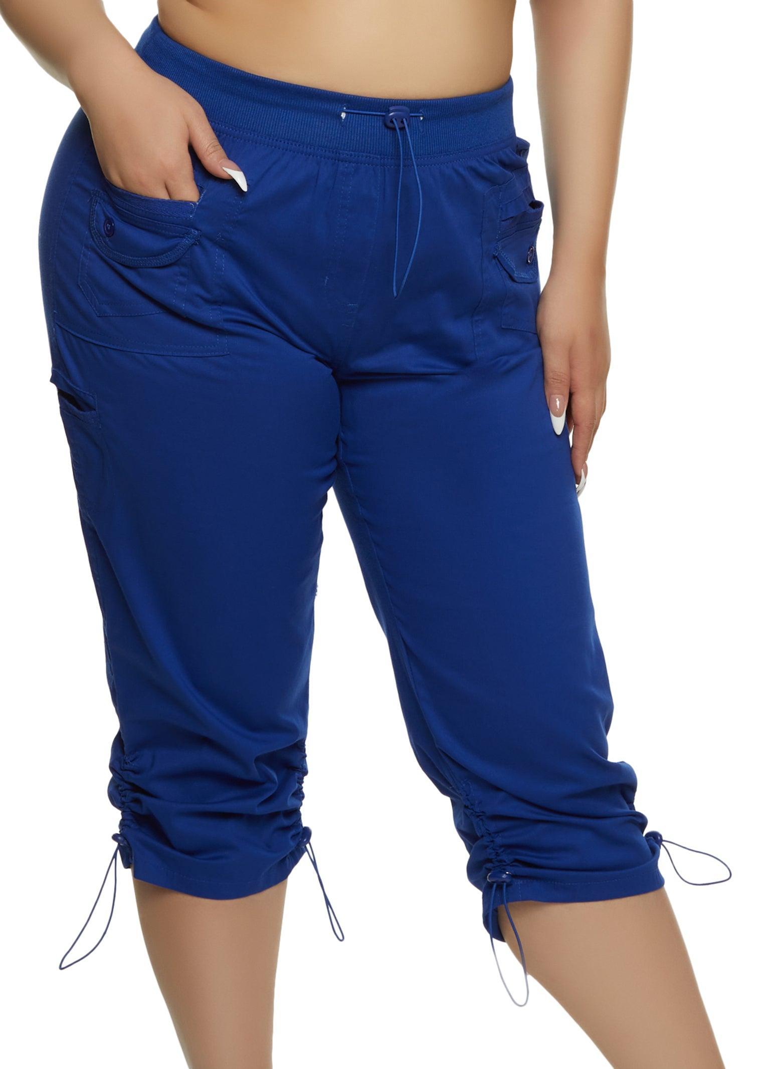 Womens Plus Size Poplin Toggle Drawstring Hem Capris Product Image