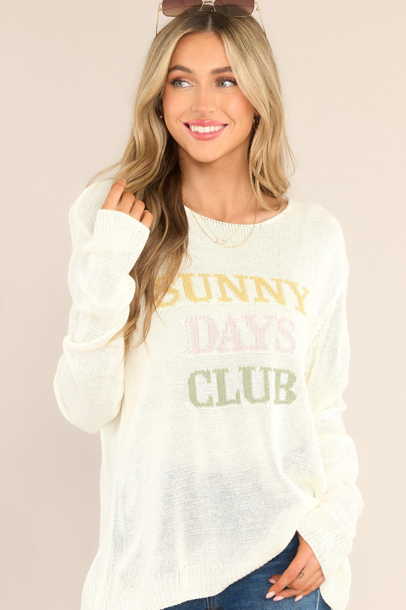 Sunny Days Club Ivory Knit Top Product Image