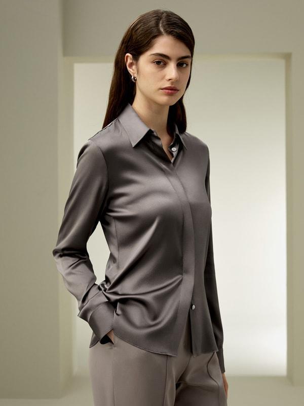 Elegant Silhouette Silk Shirt Product Image