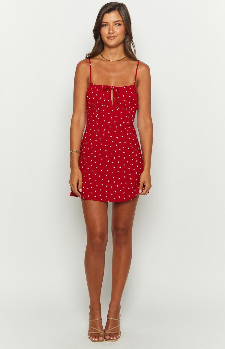 Everlong Red Heart Print Mini Dress Product Image