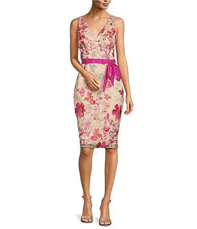 Eliza J Floral Embroidery Cocktail Sheath Dress Product Image