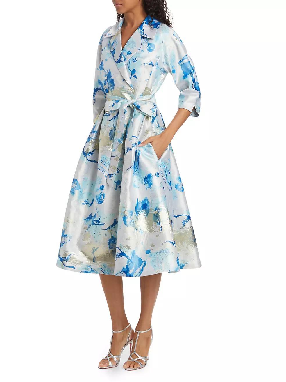 Belted Jacquard Midi-Dress Product Image