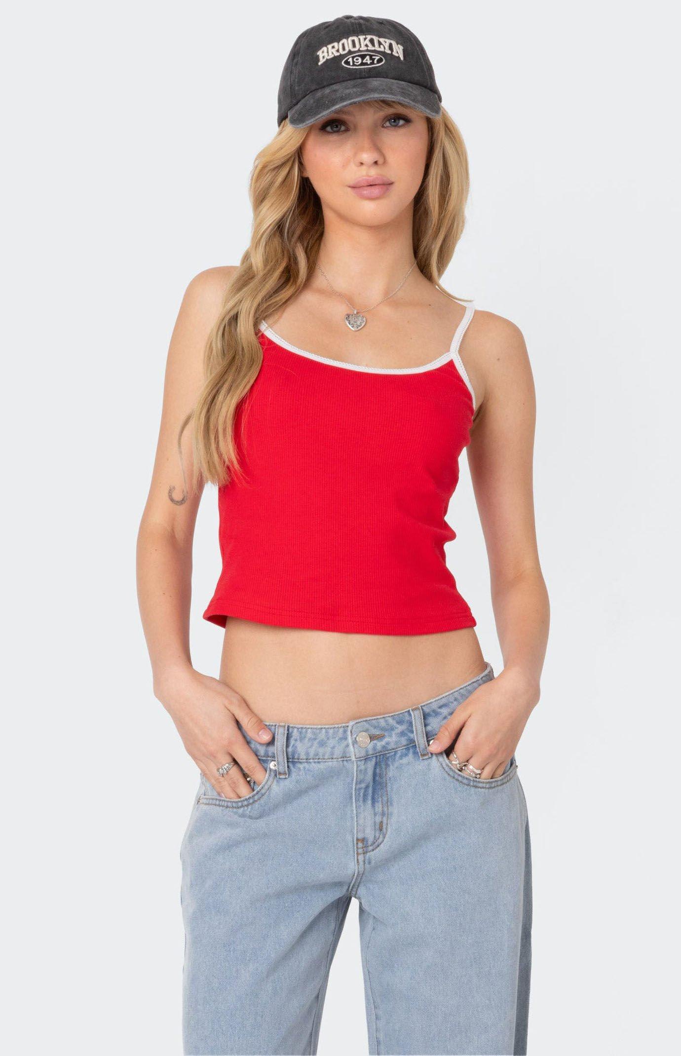 Edikted Women's Franky Ribbed Contrast Tank Top Product Image