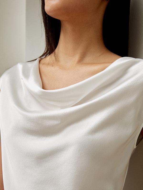 Silk Charmeuse Cowl Neck Top Product Image