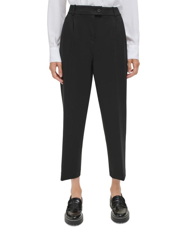 Calvin Klein Womens Pleat-Front Cropped Pants Product Image