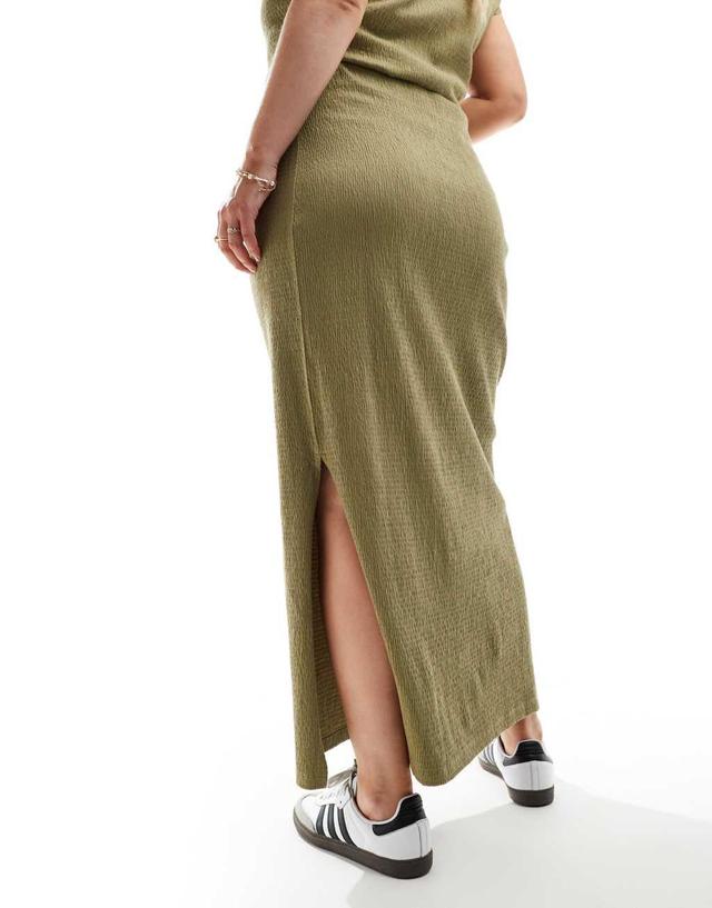 COLLUSION Plus textured maxi skirt in khaki - part of a set Product Image