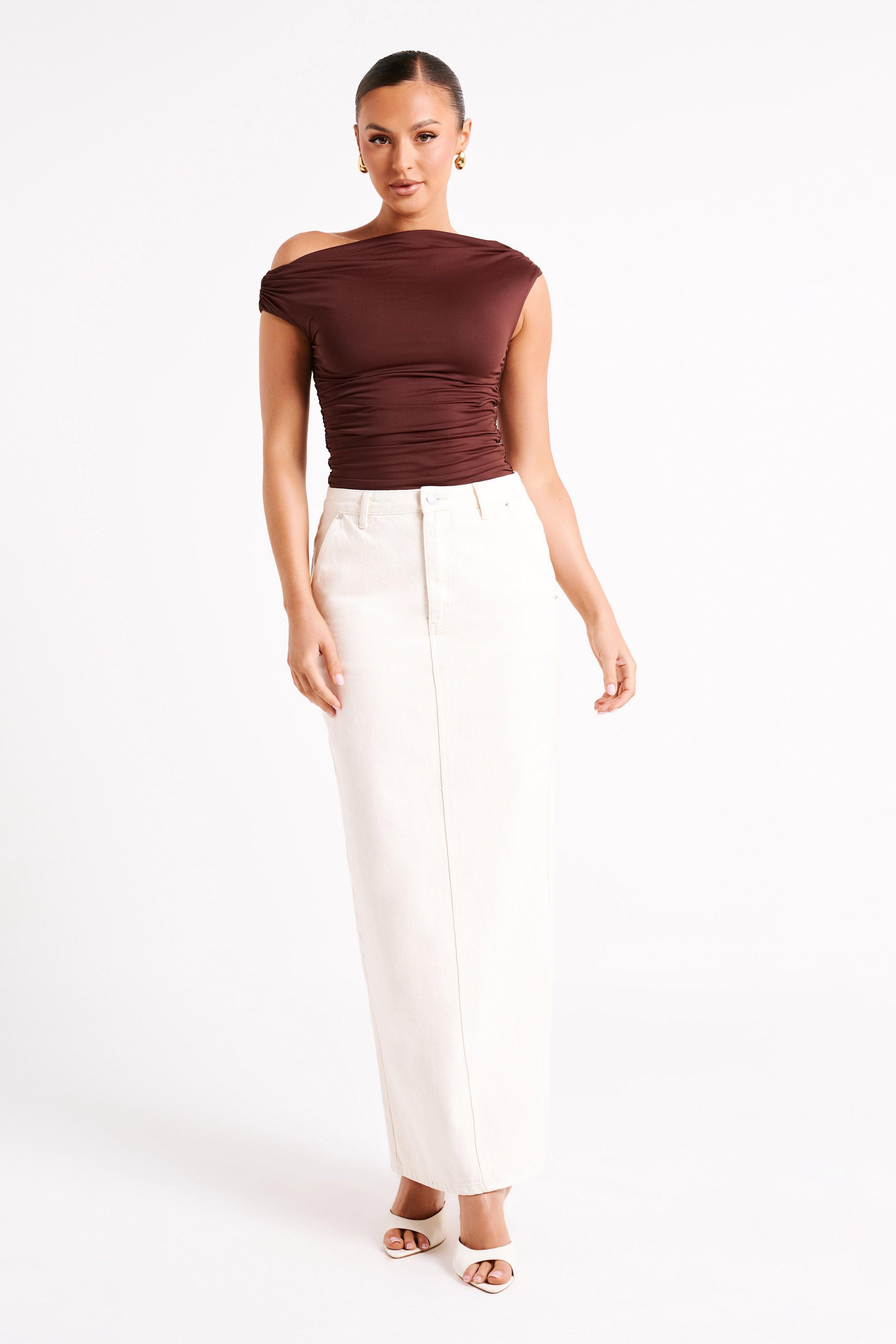 Alayna Recycled Nylon Ruched Top - Chocolate Product Image