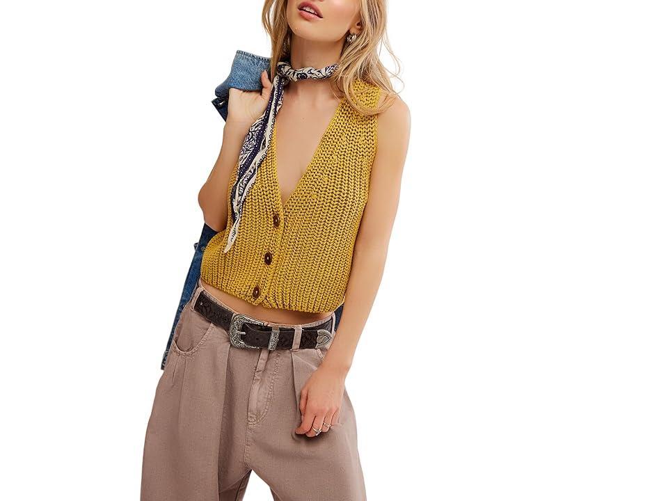 Free People Close To Me Vest (Mustard Gold) Women's Sweater product image