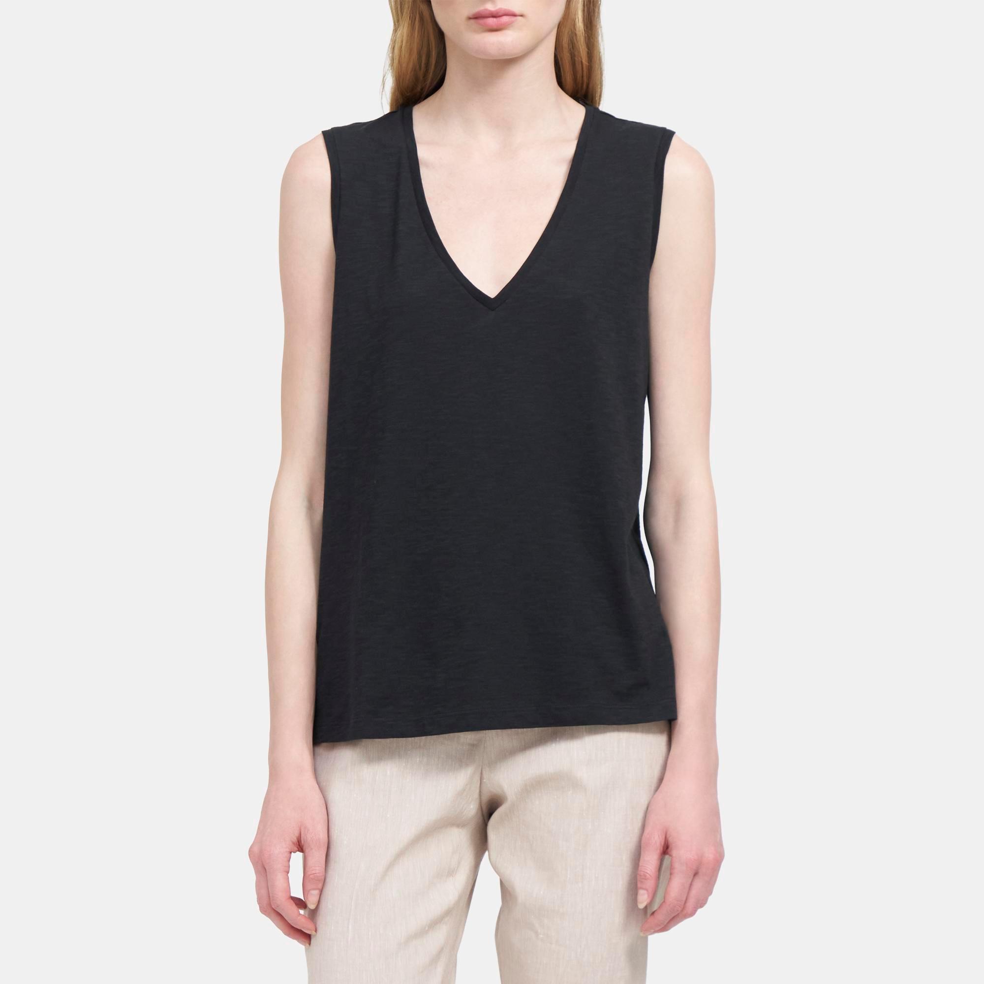 Theory Outlet Official Site | Laza Tank in Slub Cotton Product Image