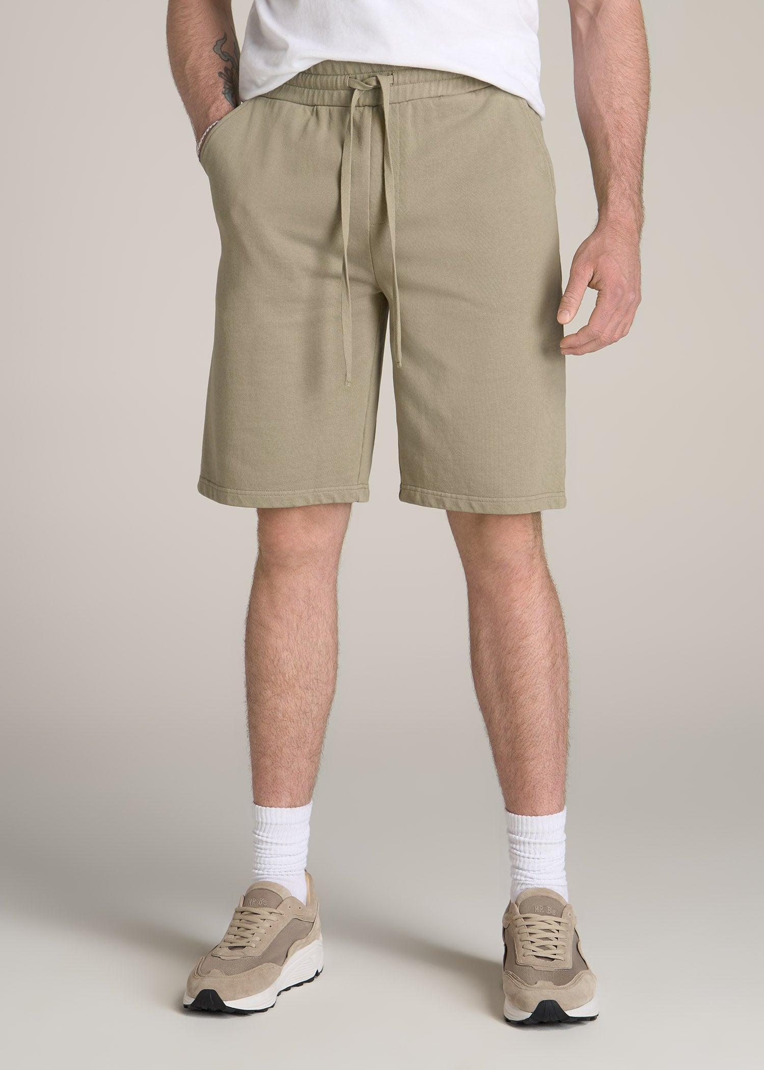 Wearever Garment-Dyed French Terry Sweat Shorts for Tall Men in Khaki Male Product Image