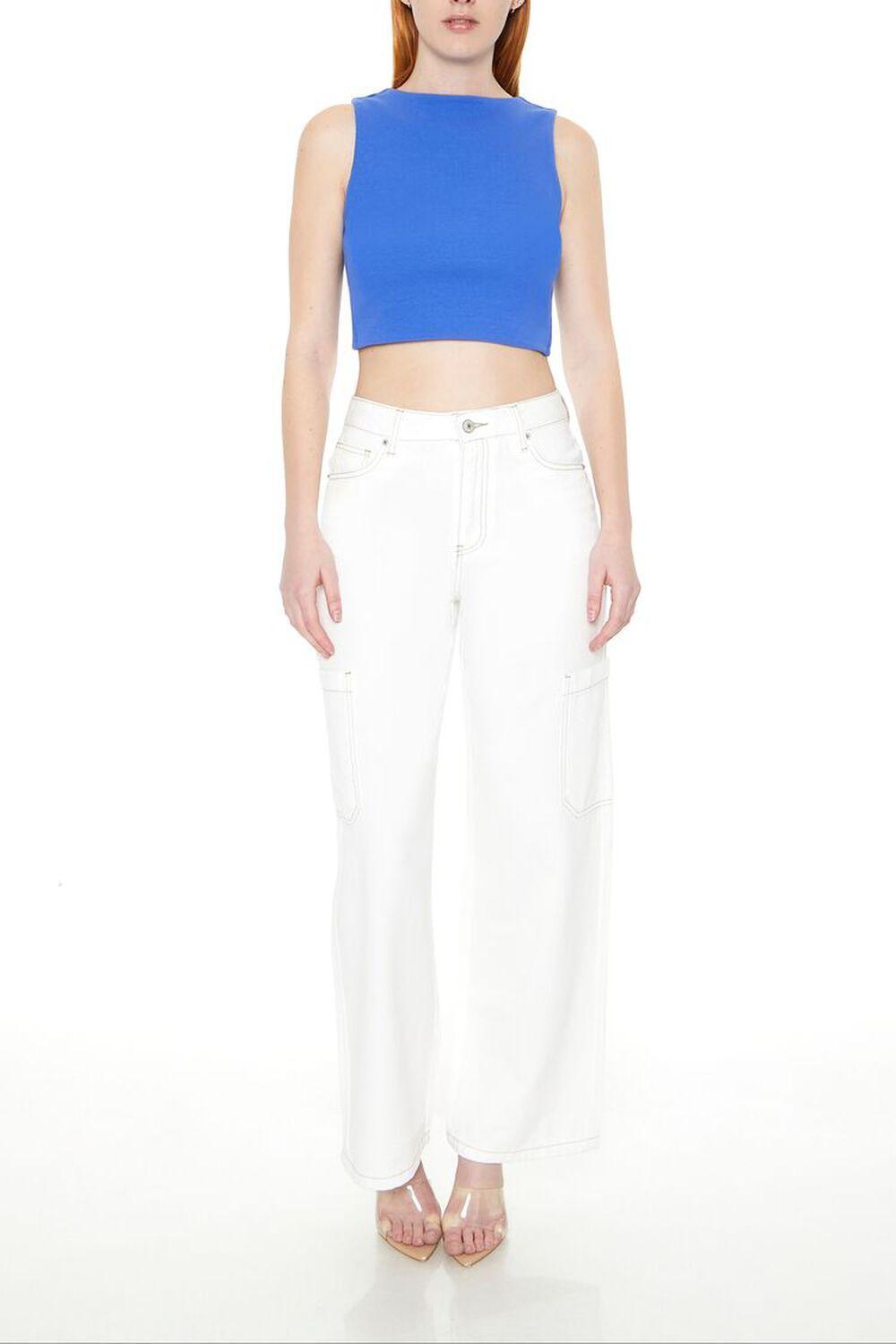 High-Rise Wide-Leg Cargo Jeans | Forever 21 Product Image